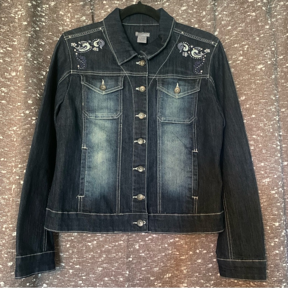 New Directions Weekend Women’s Denim Jean Jacket Shirt Shacket Size 10 New